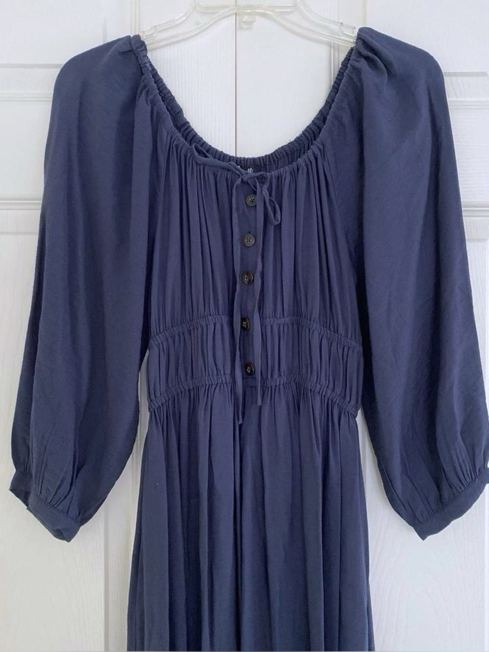 NWT Madewell XS Twill Sophia Navy Midi Dress Cottagecore Boho Peasant Prairie